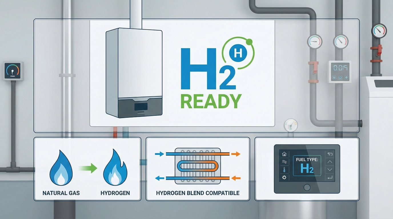 Schemat kotła gazowego w technologii H2-Ready