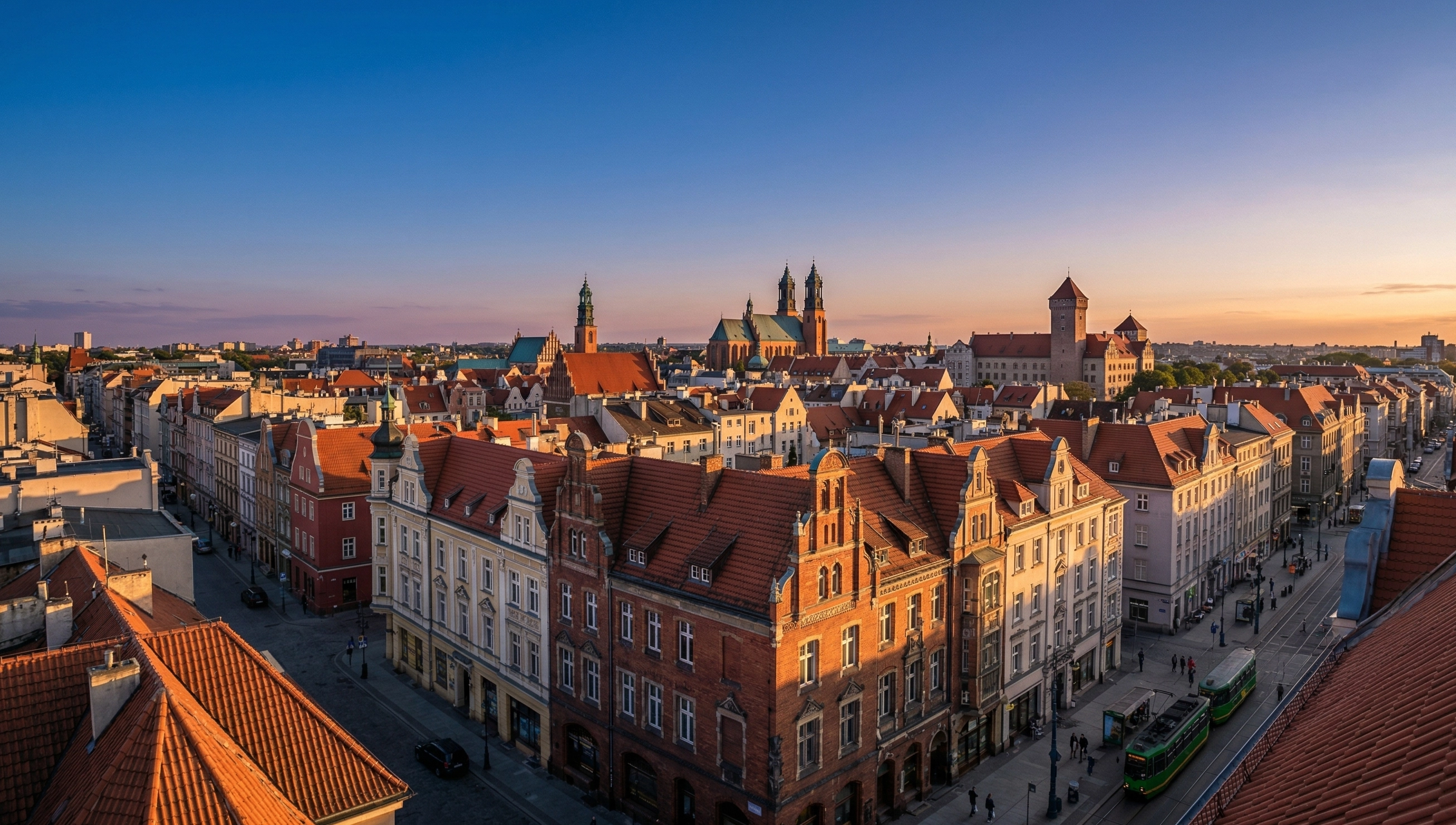 Panorama poznańskich kamienic na Jeżycach z czystym niebem po wymianie pieców w programie Kawka Bis