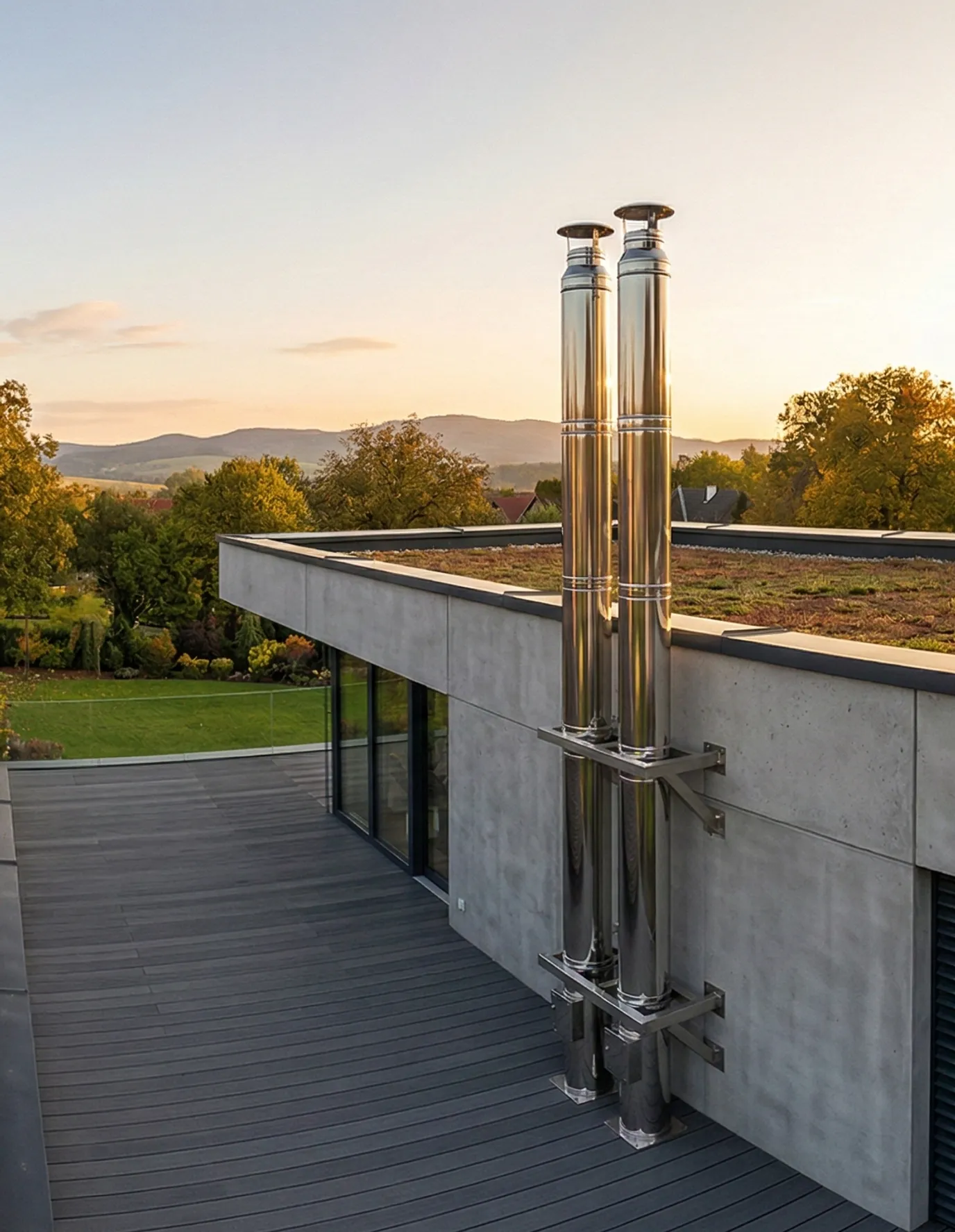 Realizacja wysokiego komina stalowego na dachu